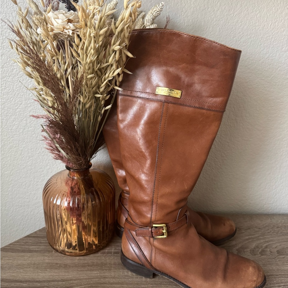 Coach Brown Leather Bag with Gold Accents